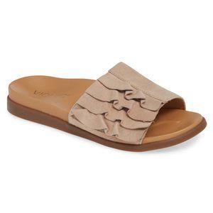 Vionic Ruffle Slide Sandals 9 Nude Orthotic NEW